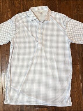 Collars & Co. Men's White Polo with Blue Windowpane Check